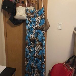 Blue and brown dress